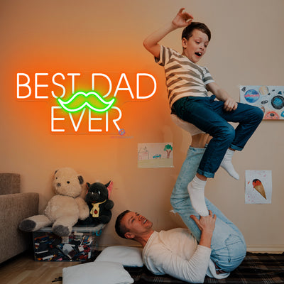 Best Dad Ever Neon Sign Father's Day Led Light dark orange