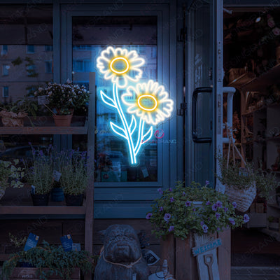 Daisy Neon Sign Flower Led Light sky blue