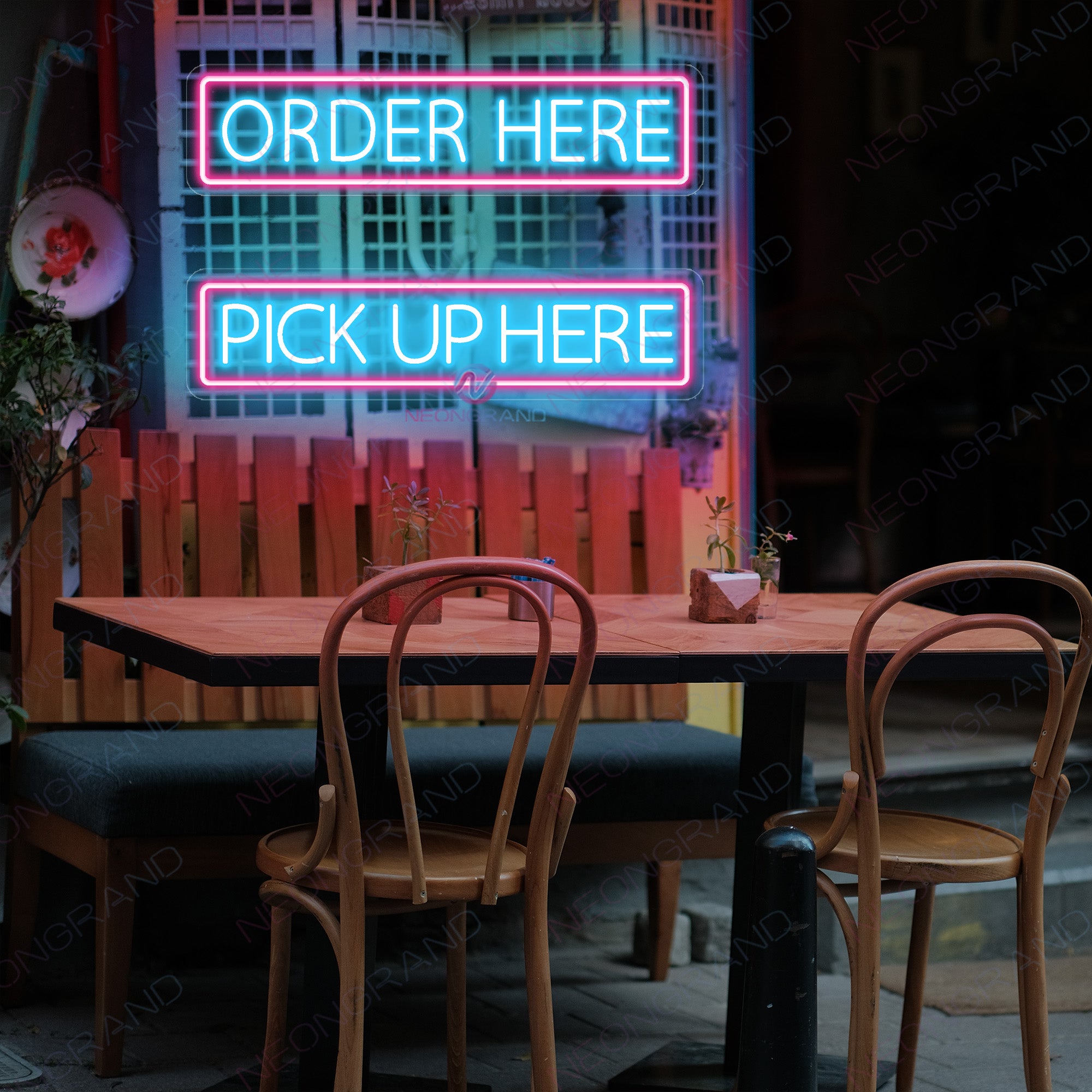 Order Here Neon Sign Pick Up Here Business Led Light sky bue