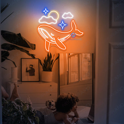 Whale Neon Sign Inspiration Led Light dark orange