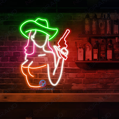 Cowgirl Neon Sign Man Cave Bar Led Light green
