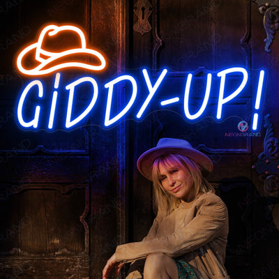 Giddy Up Neon Sign Cowboy Led Light blue
