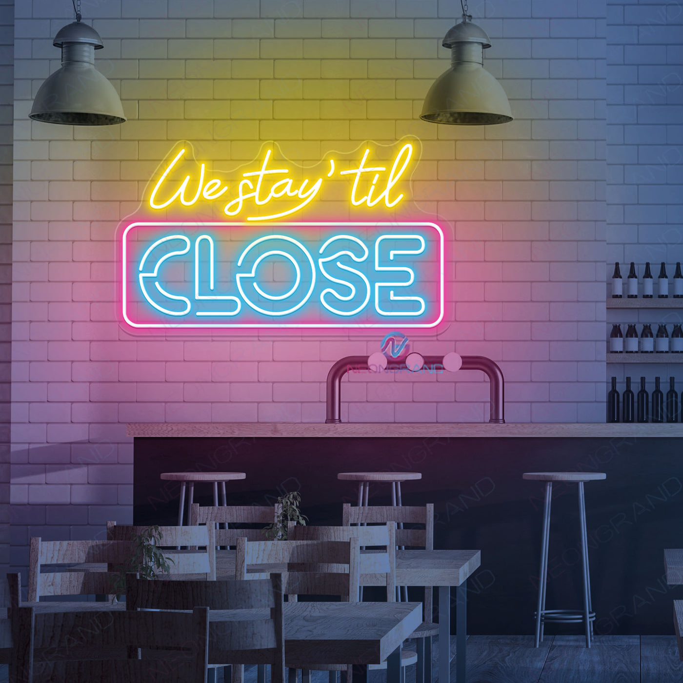 Open Neon Sign We Stay 'Til Close LED Light