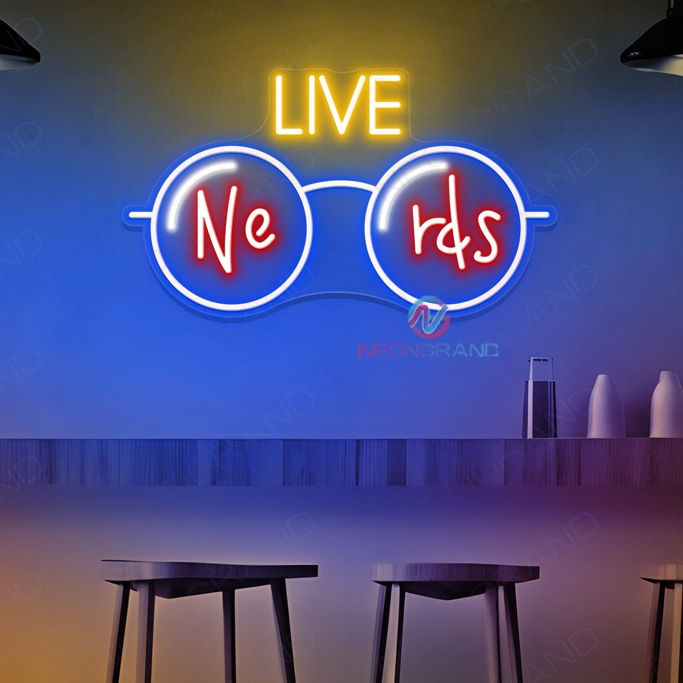 Live Nerds Neon Sign Man Cave Led Light blue