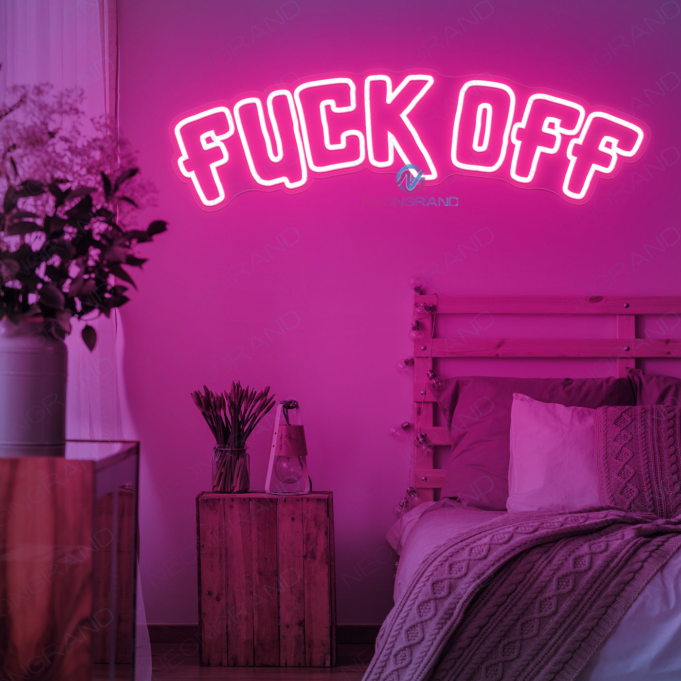 Fuck Off Neon Sign Led Light Man Cave Neon Sign deep pink
