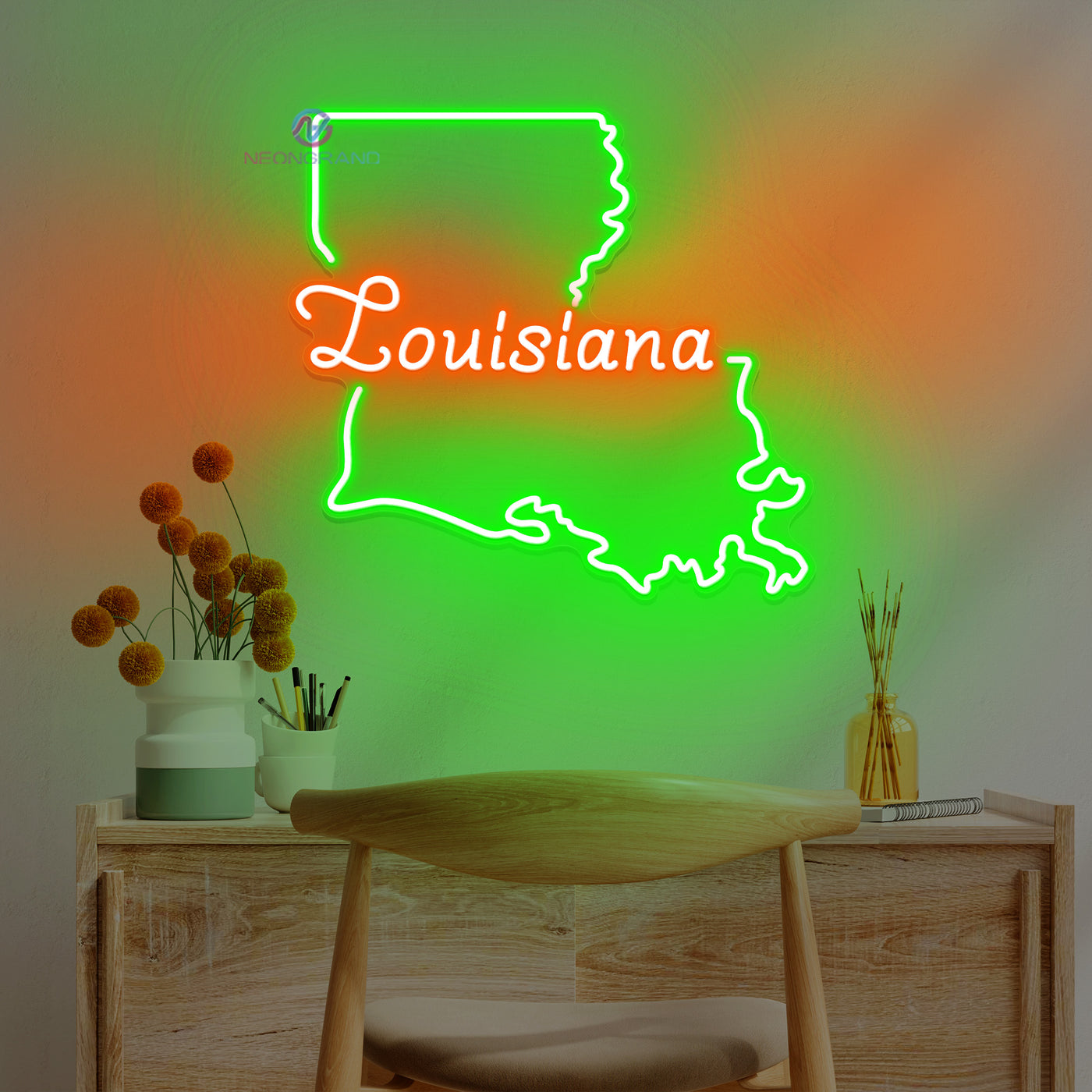 Louisiana Neon Sign Led Light green