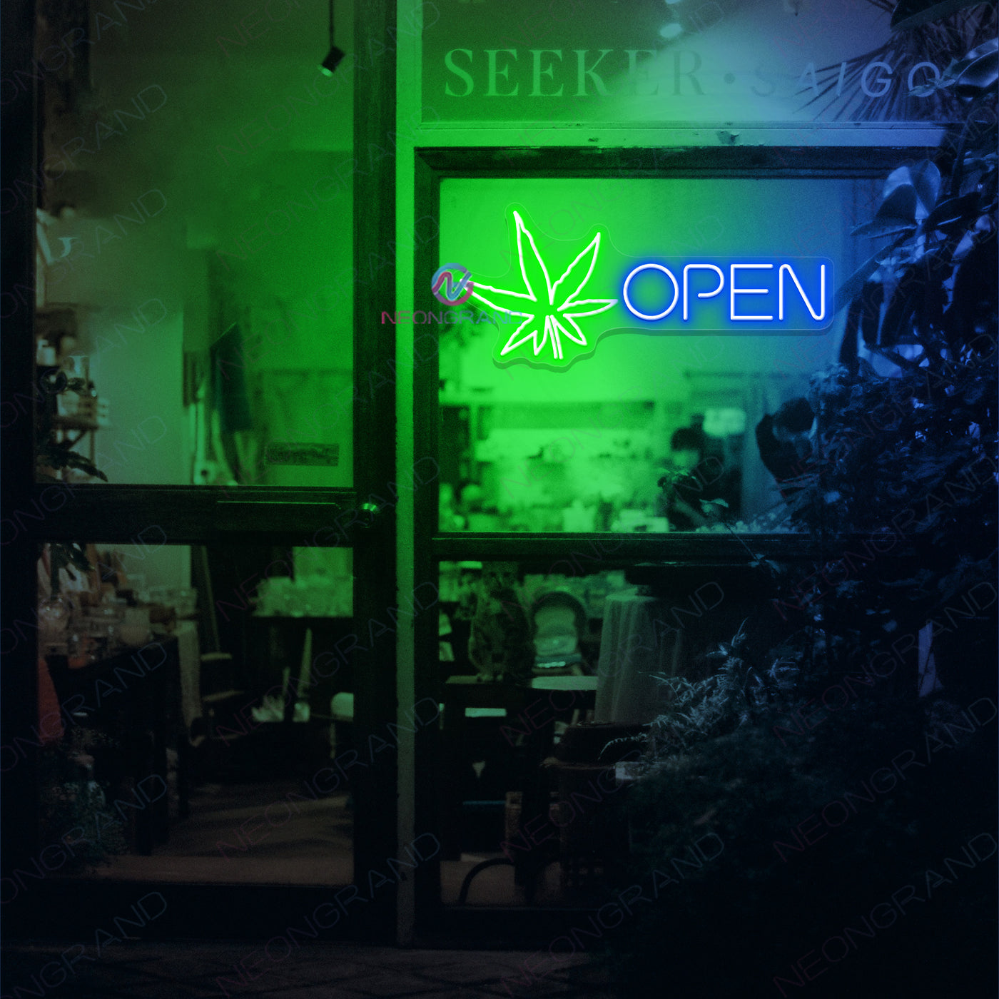 Open Weed Neon Sign Cannabis Led Light blue