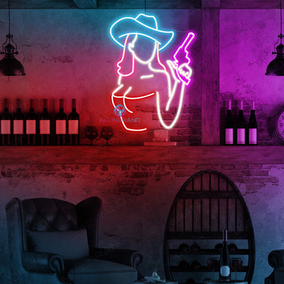 Cowgirl Neon Sign Man Cave Bar Led Light red