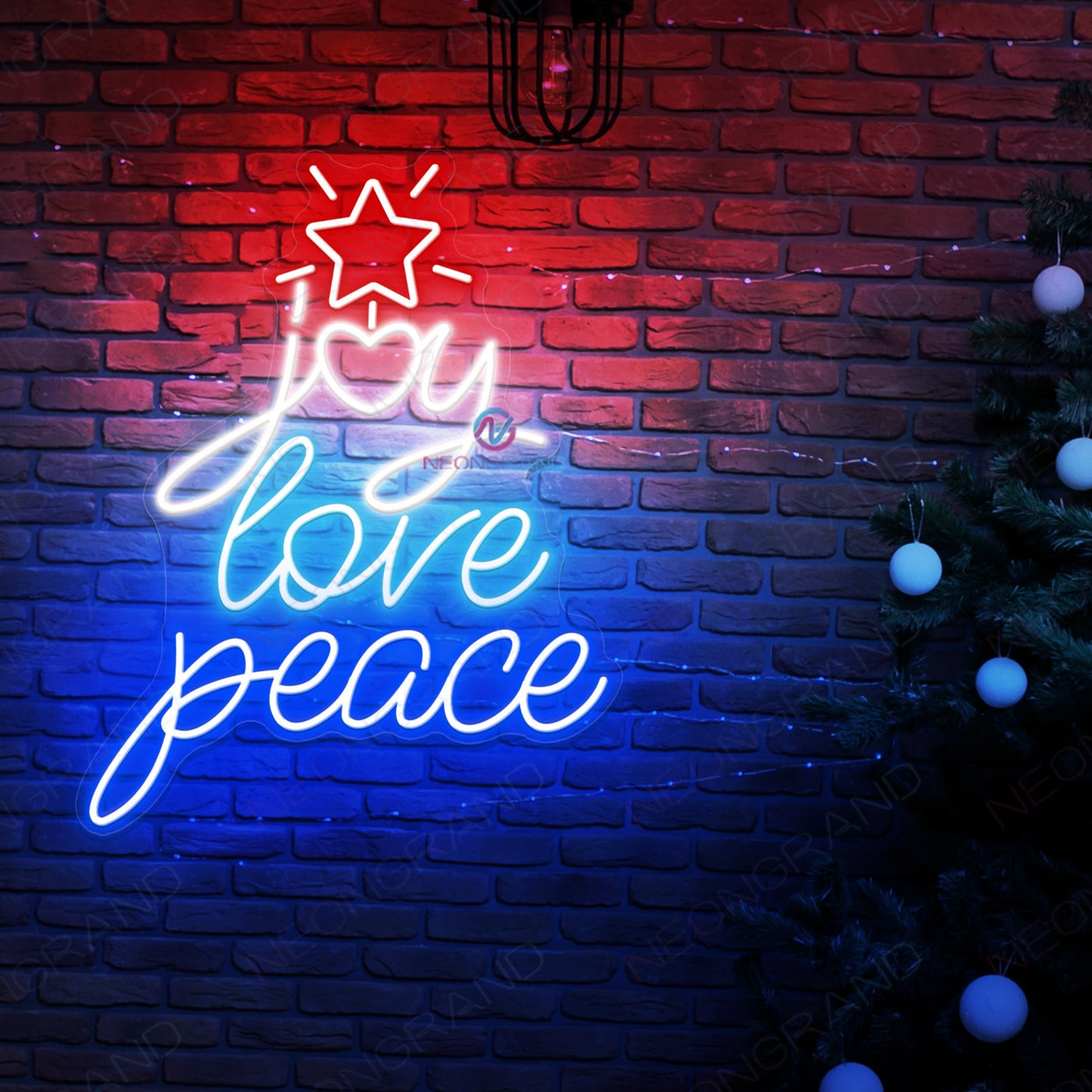 Neon Christmas Lights Joy Love Peace Led Sign blue