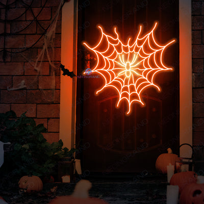 Spider Web Lights Led Neon Halloween Sign dark orange