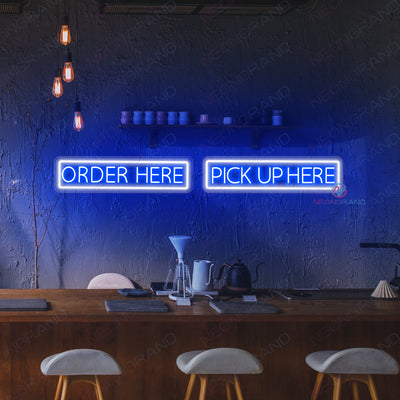 Order Here Neon Sign Pick Up Here Business Led Light blue