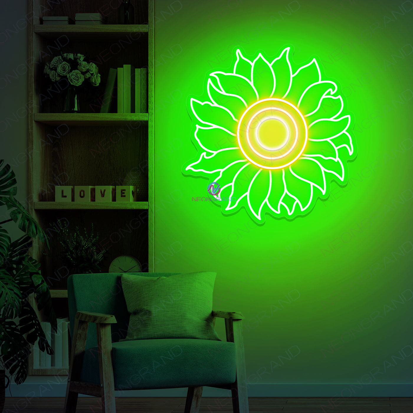 Flower Neon Sign Aesthetic Led Light green