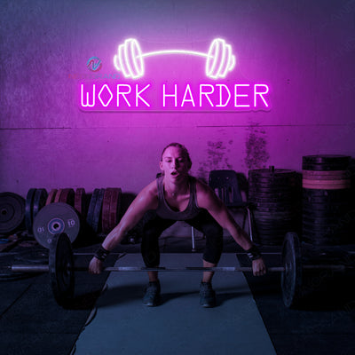 Work Harder Neon Sign Gym Led Light dark violet