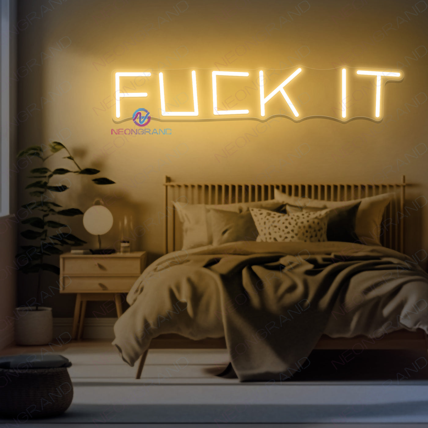 Fuck It Neon Sign Led Light Man Cave Neon Signs light yellow