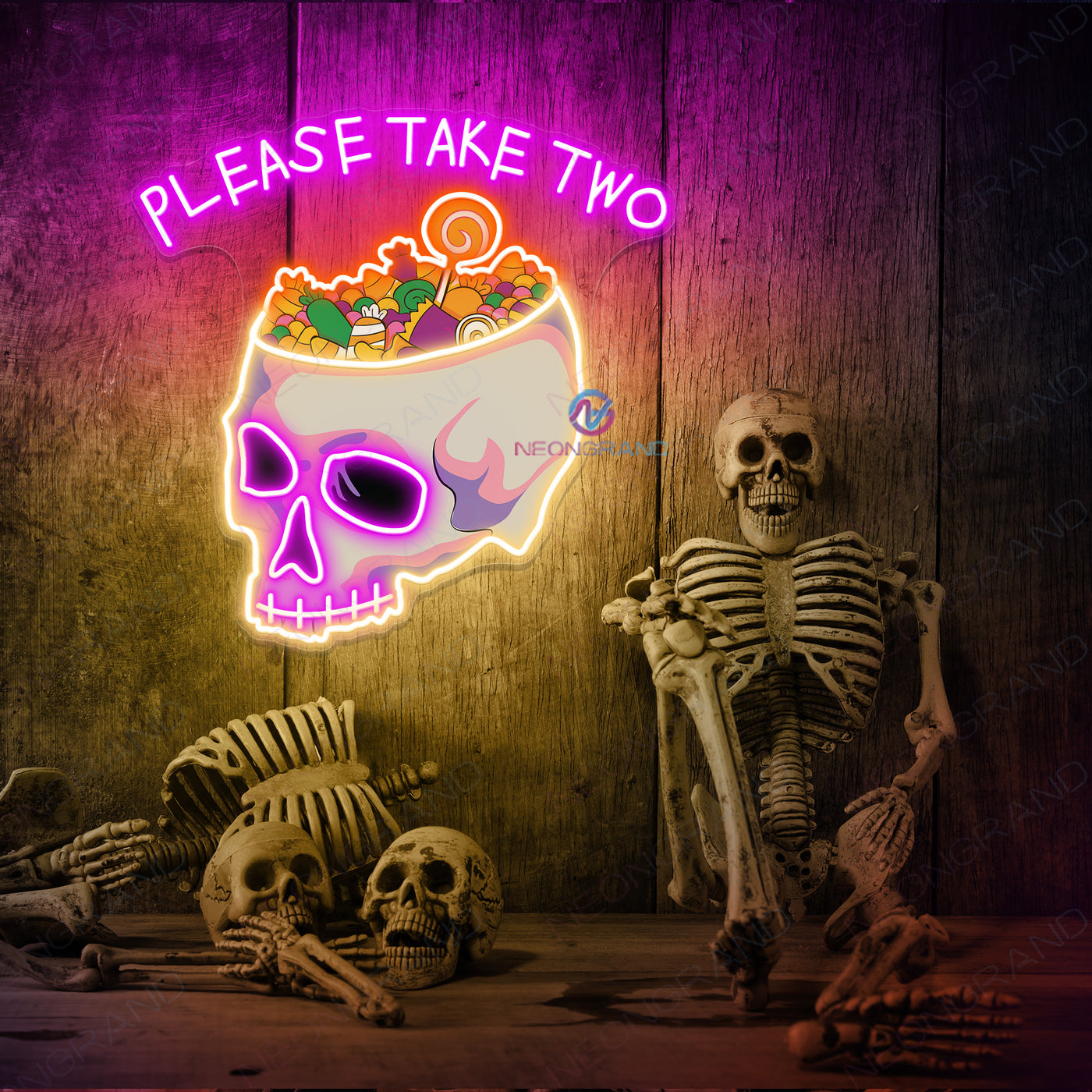 Please Take Two Halloween Sign Neon Led Light