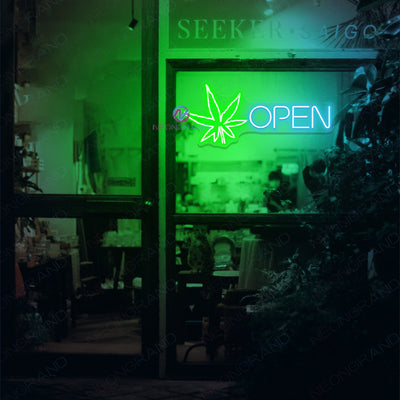 Open Weed Neon Sign Cannabis Led Light light blue