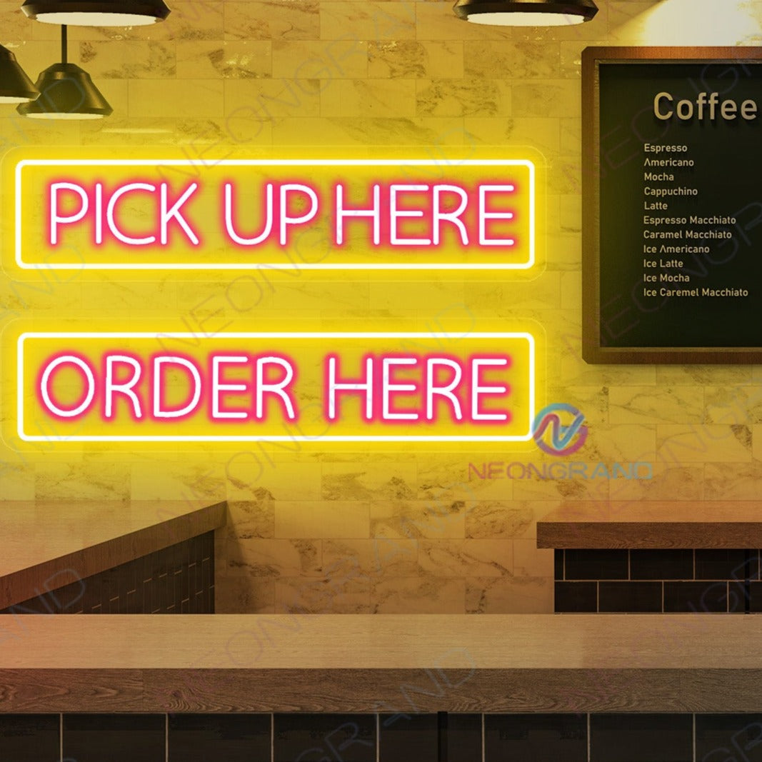 Order Here Neon Sign Pick Up Here Business Led Light pink