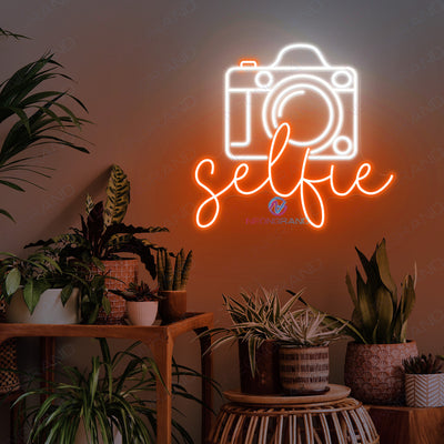Selfie Neon Sign Camera Led Light dark orange