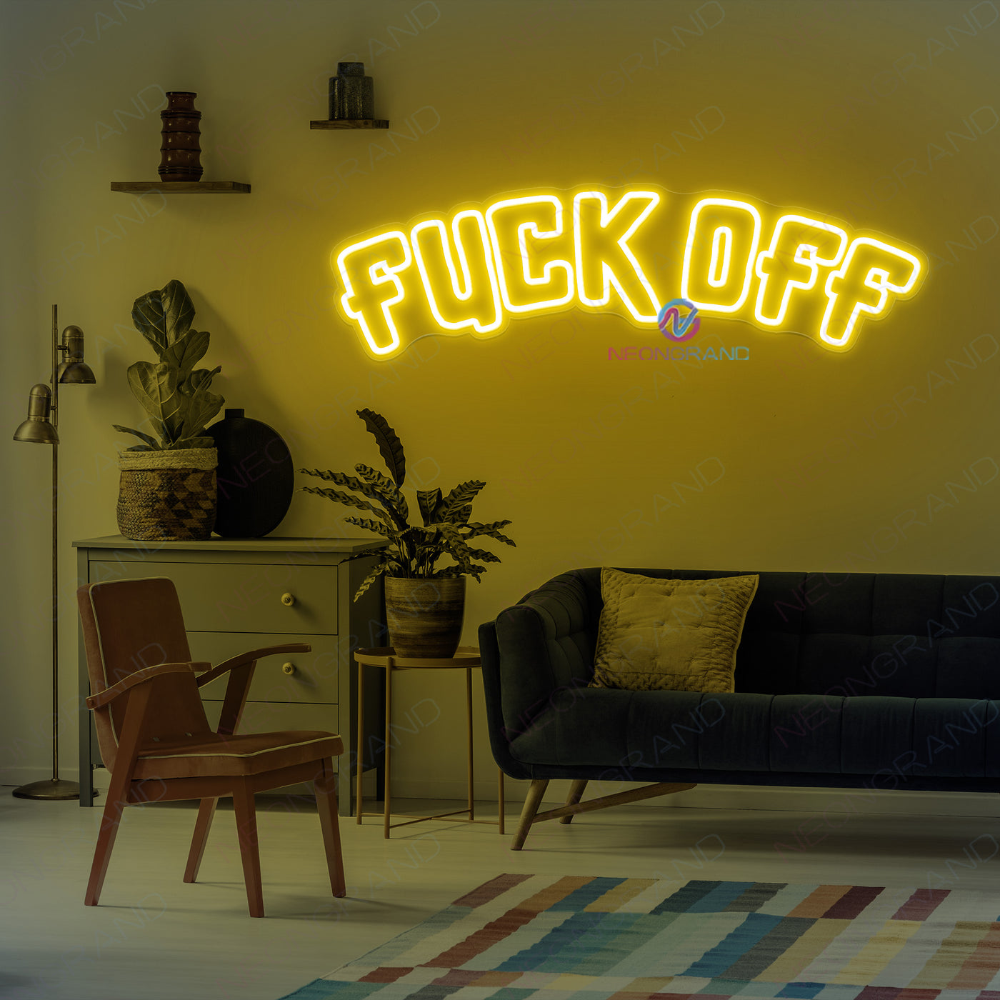 Fuck Off Neon Sign Led Light Man Cave Neon Sign yellow
