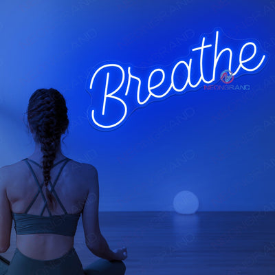 Breathe Neon Sign Yoga Gym Led Light blue