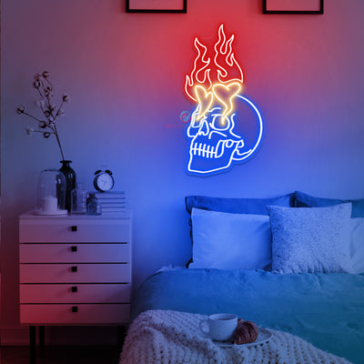 Neon Signs Skull Skeleton Halloween Led Light blue