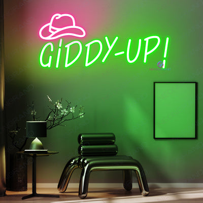 Giddy Up Neon Sign Cowboy Led Light green