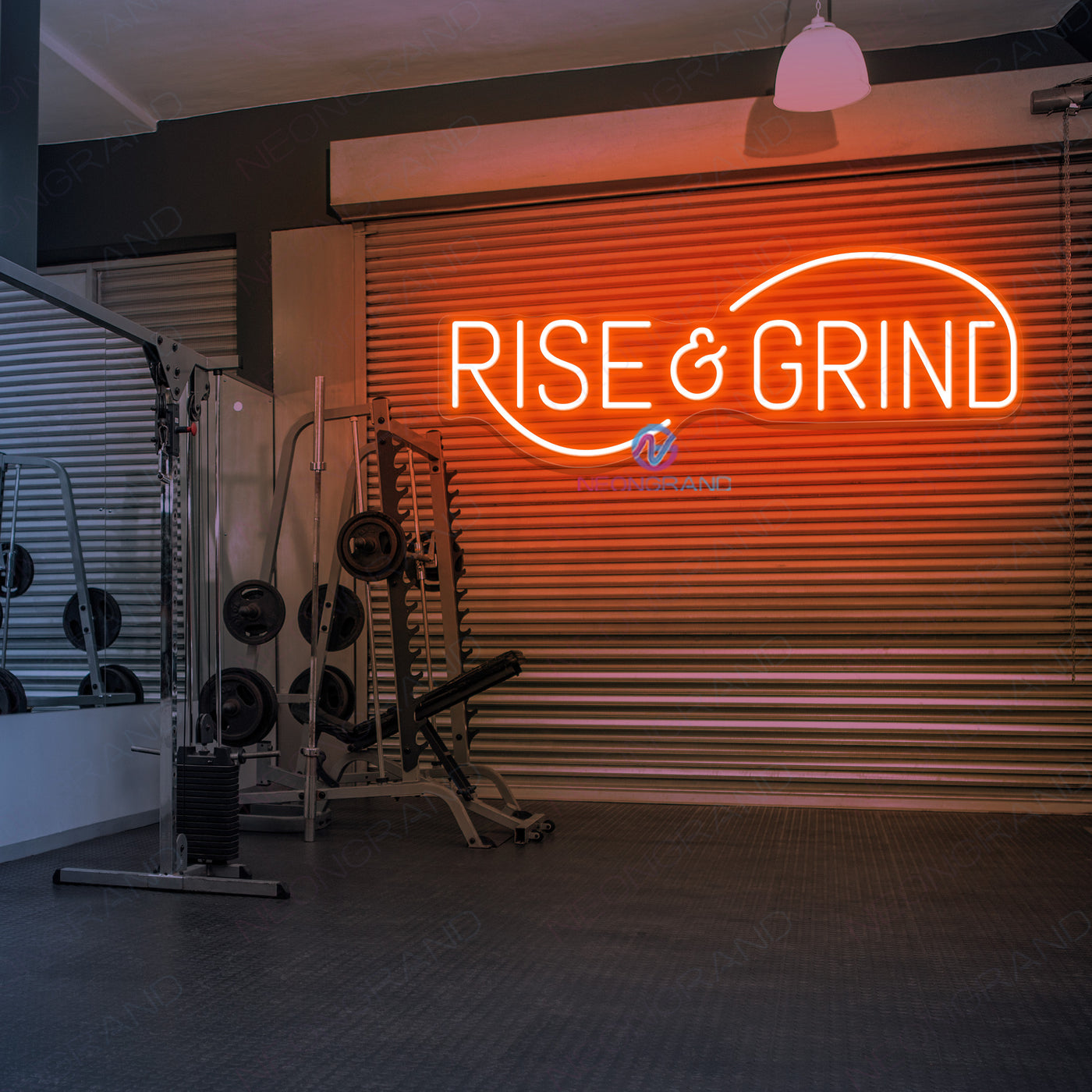 Rise And Grind Neon Sign Gym Led Light dark orange