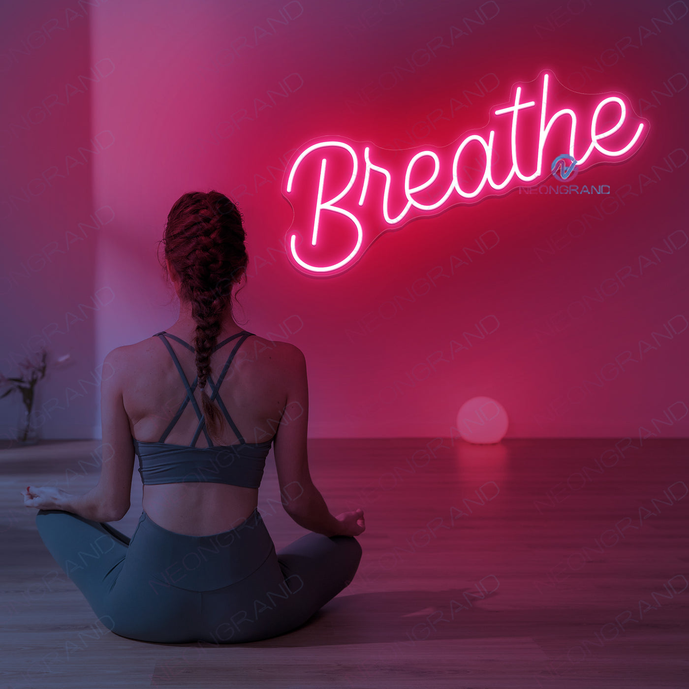 Breathe Neon Sign Yoga Gym Led Light p ink