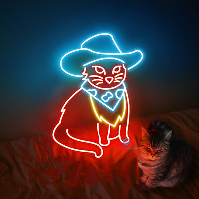 Cowboy Cat Neon Sign Cool Led Light red