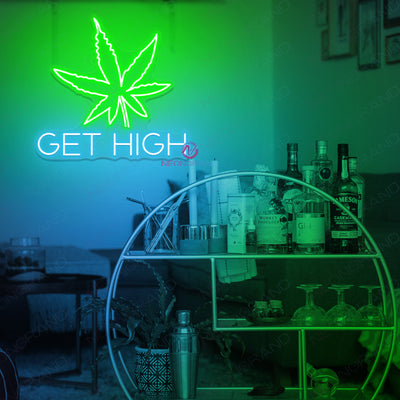 Neon Weed Sign Cannabis Get High Neon Sign Led Light ice blue