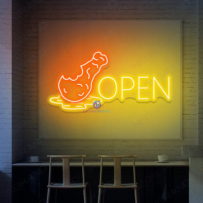 Fried Chicken Open Neon Signs Led Light yellow 2
