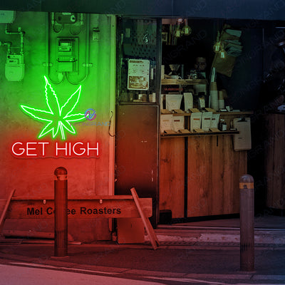 Neon Weed Sign Cannabis Get High Neon Sign Led Light red