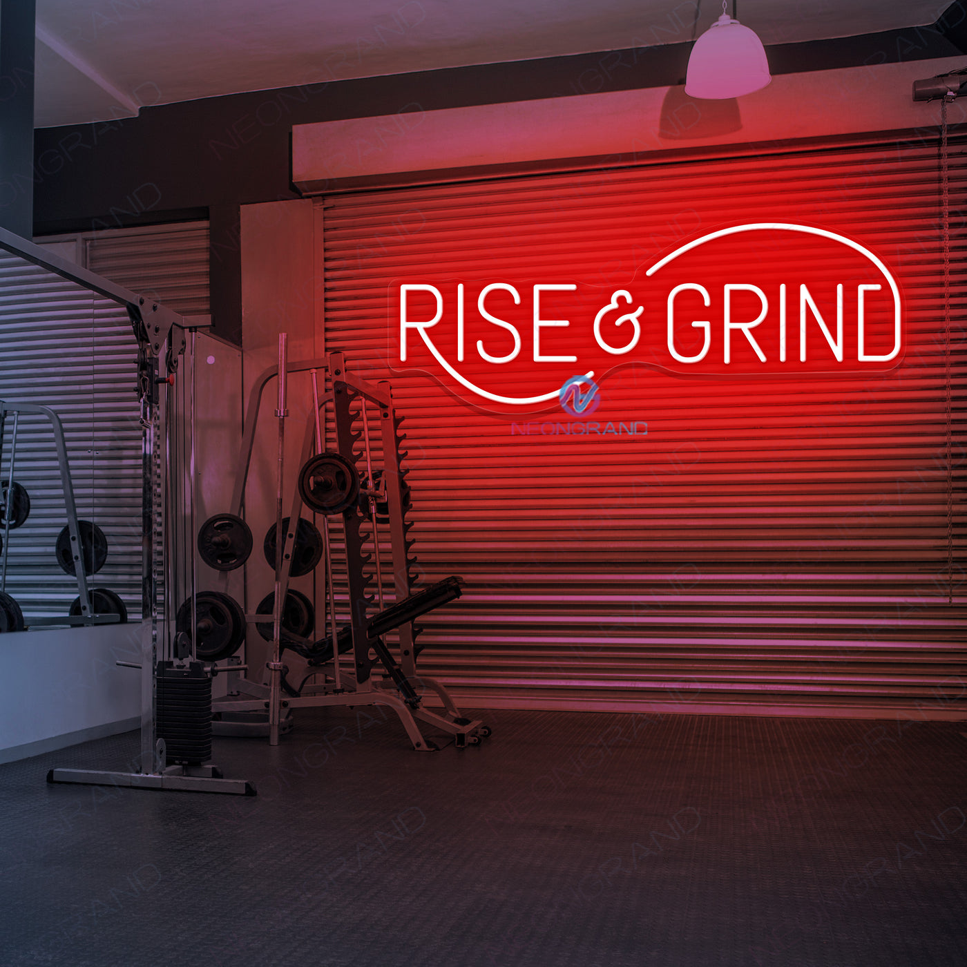 Rise And Grind Neon Sign Gym Led Light red