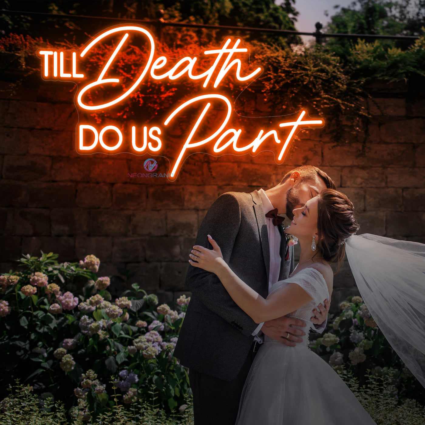 Til Death Do Us Part Neon Sign Wedding Led Light dark orange