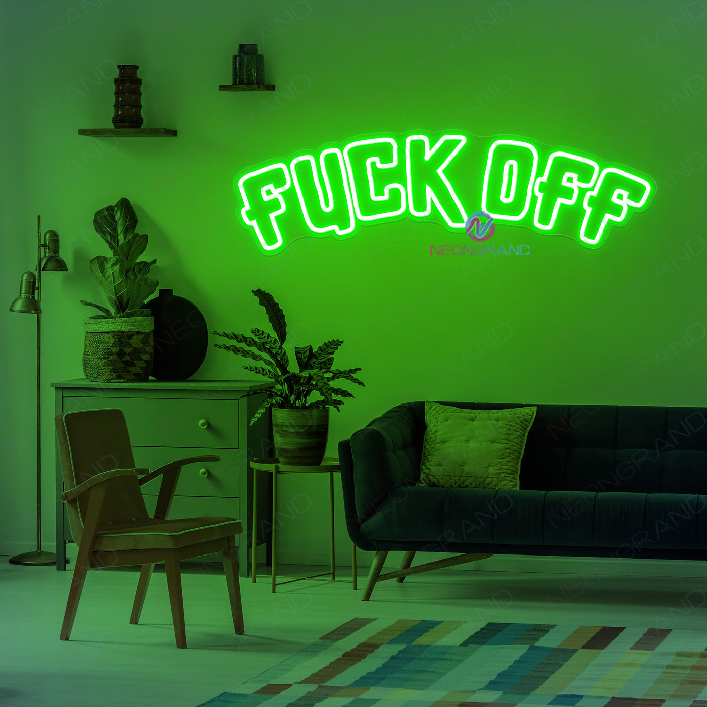 Fuck Off Neon Sign Led Light Man Cave Neon Sign green