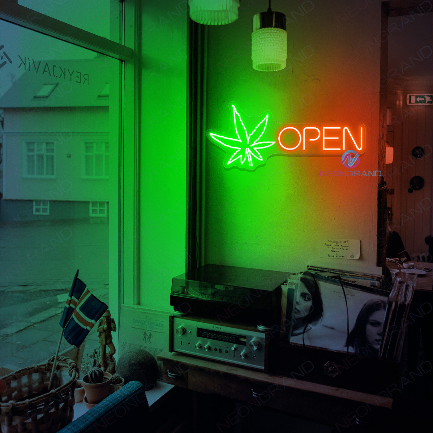Open Weed Neon Sign Cannabis Led Light dark orange