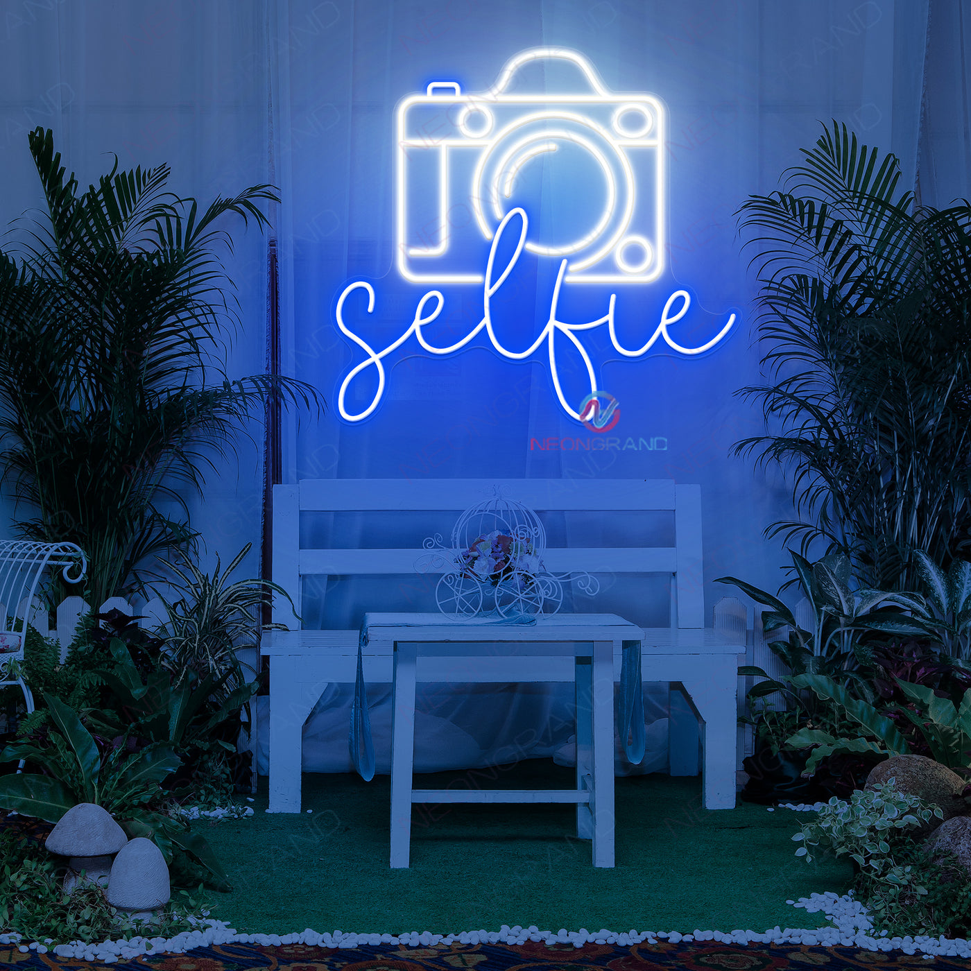 Selfie Neon Sign Camera Led Light blue