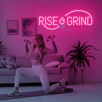 Rise And Grind Neon Sign Gym Led Light deep pink