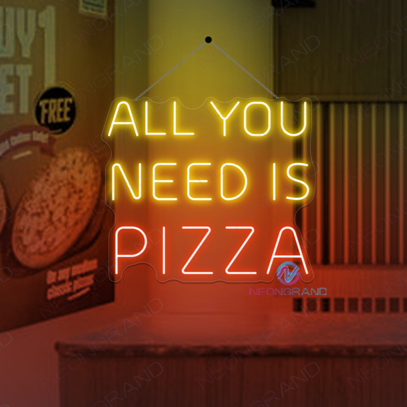 All You Need Is Pizza Neon Sign Restaurant LED Light