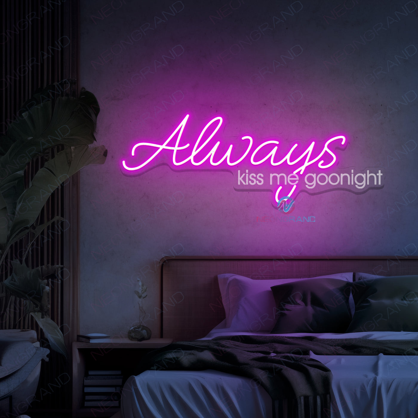 Always Kiss Me Good Night Neon Sign 3D Engraved Led Lights