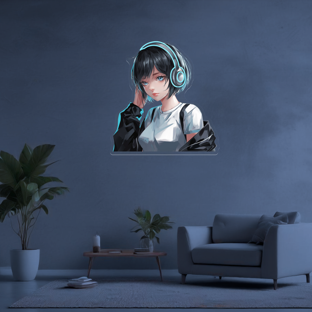 Anime Girl Artwork Neon Sign Music Cool Led Light - NeonGrand