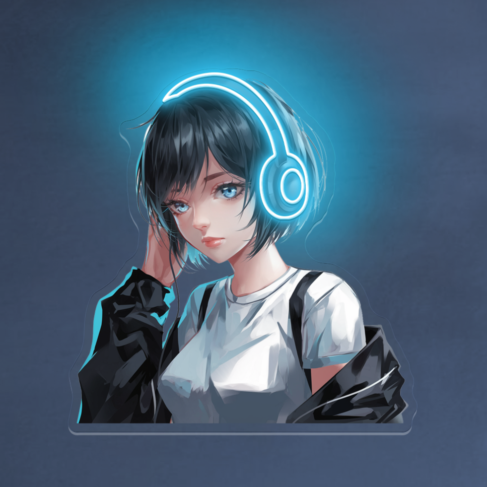 Anime Girl Artwork Neon Sign Music Cool Led Light - NeonGrand