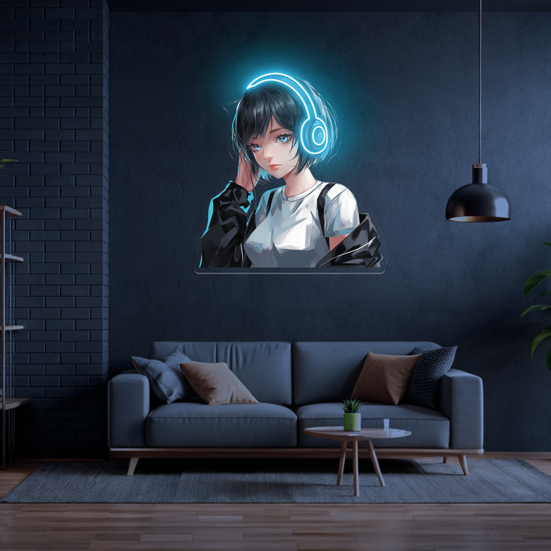 Anime Girl Artwork Neon Sign Music Cool Led Light - NeonGrand