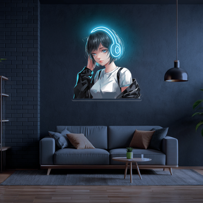 Anime Girl Artwork Neon Sign Music Cool Led Light