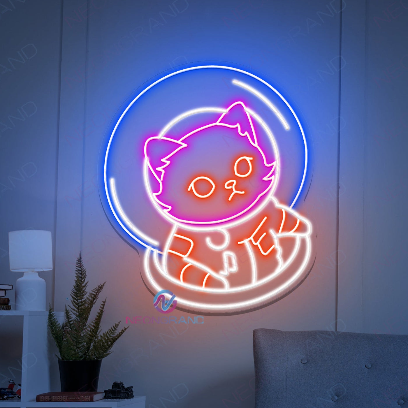 Astronaut Cat Neon Sign Universe Led Light