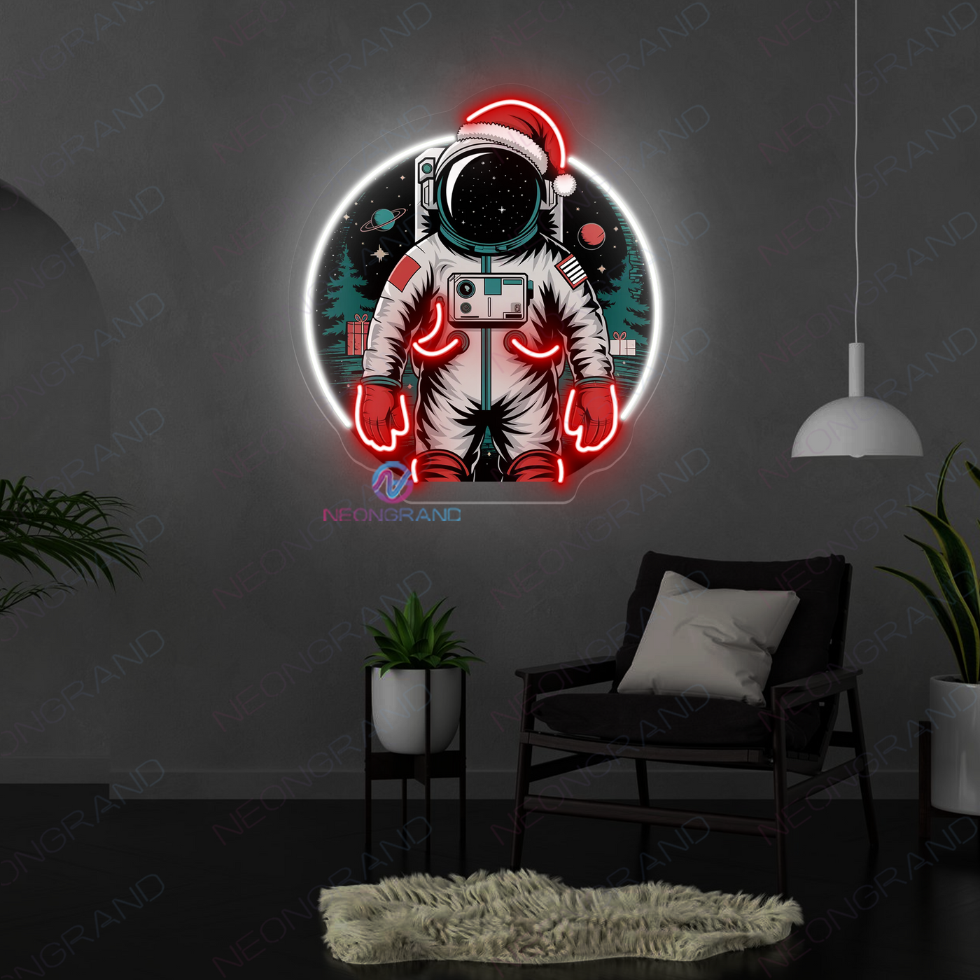 Astronaut Christmas Artwork Neon Sign Big Led Light