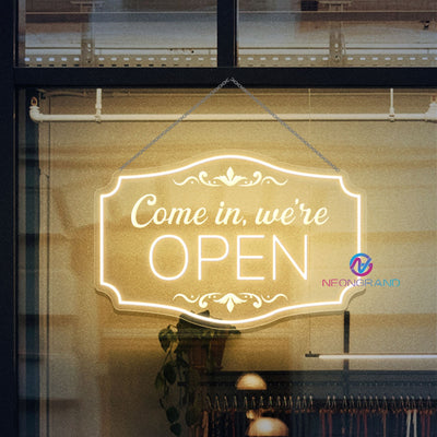 Come In We're Open Neon Sign Engraved Business Led Light