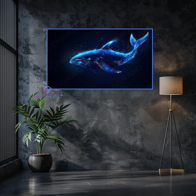 Blue Artwork Neon Sign Whale Led Light