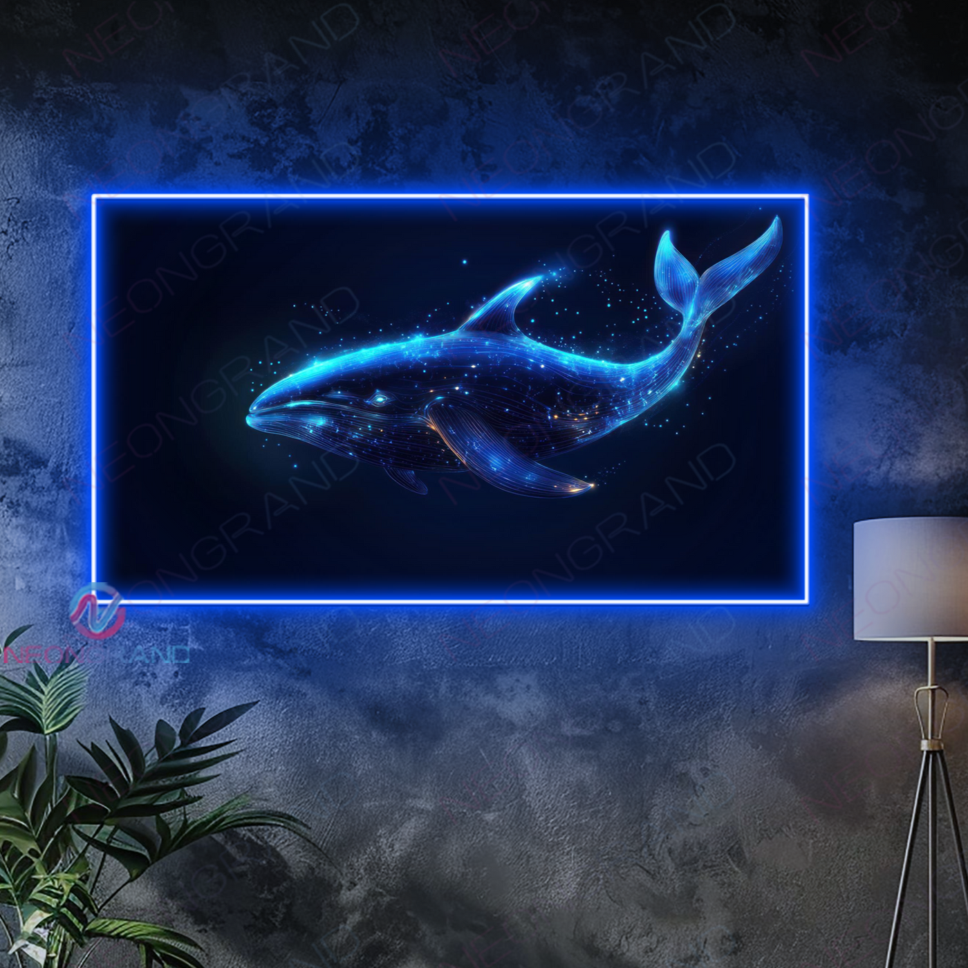 Blue Artwork Neon Sign Whale Led Light