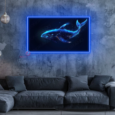 Blue Artwork Neon Sign Whale Led Light